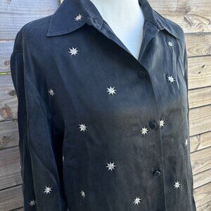 Vintage Ishyu Silk Embroidered Star Blouse - S/10